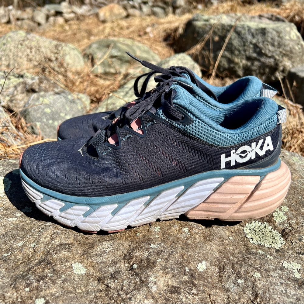 Hoka One One Gaviota Running Sneakers, Womens 10 Wide, Blue and Pink